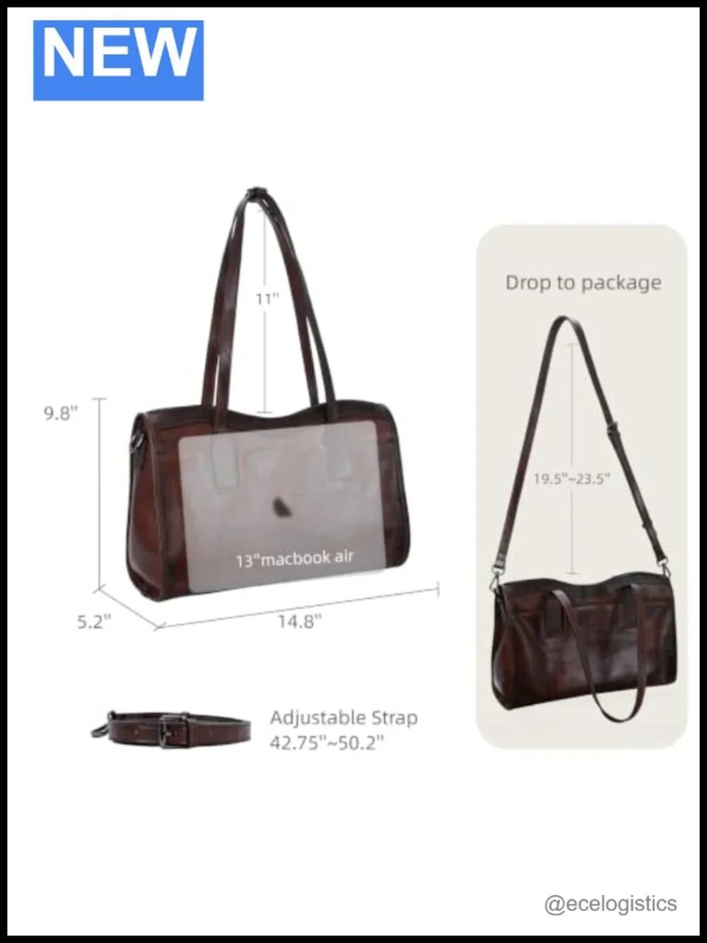 Genuine Leather Tote Shoulder Bag Women Large Purse Handbag MacBook
